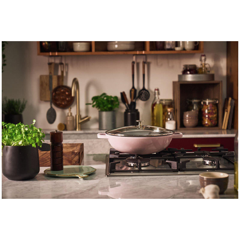 Staub Cast Iron Wok with Lid, Graphite Gray