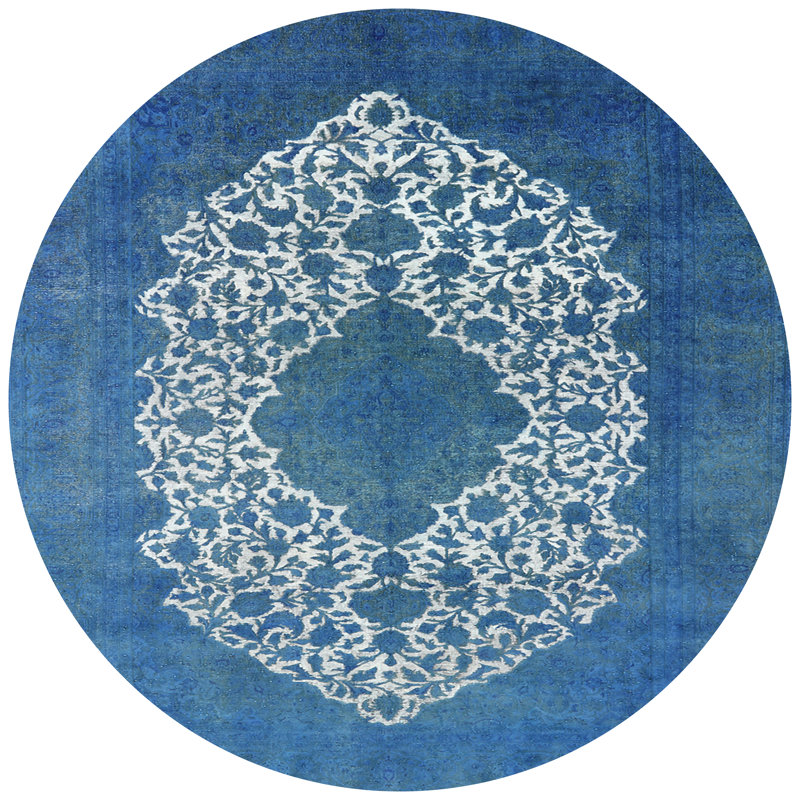 Tapis oriental bleu / blanc, Rond 3 pi