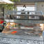 Îlot de barbecue extérieur à 6 brûleurs de 85 pouces avec comptoirs en granite, allumage électronique, plateau à graisse et support en acier inoxydable, roulettes de barbecue American Traditional, composants,