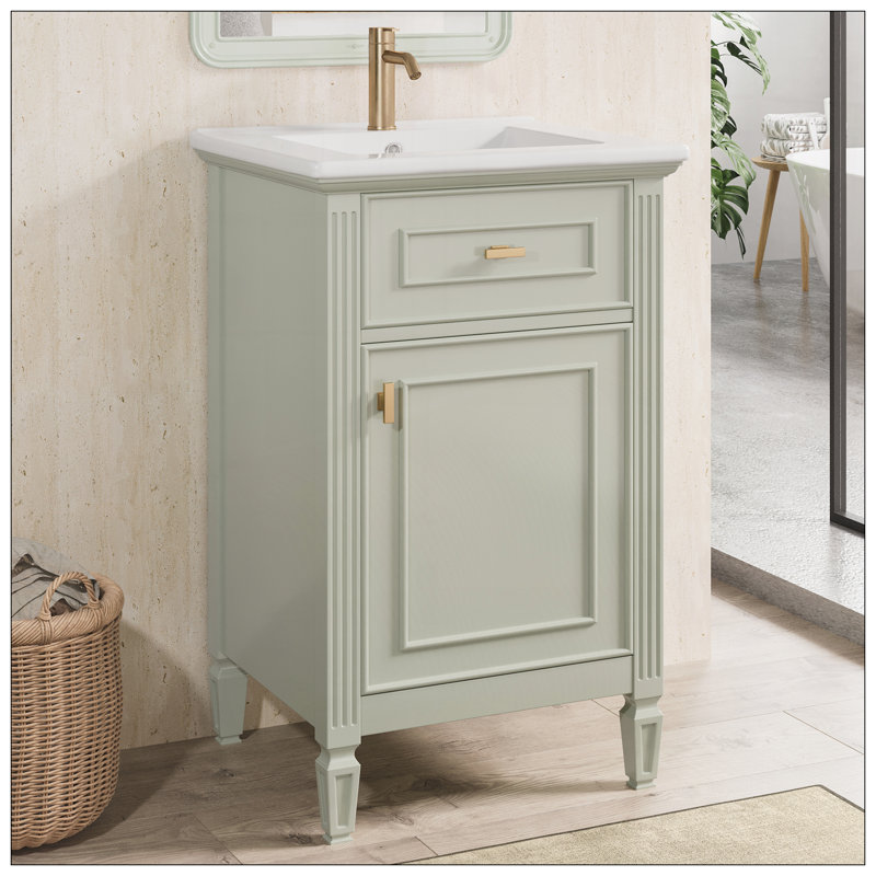 Meuble-lavabo de 20 pouces avec lavabo, Vert