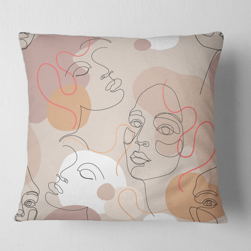 Housse et insert de coussin carré One Line Woman Portraits, 18" x 18"