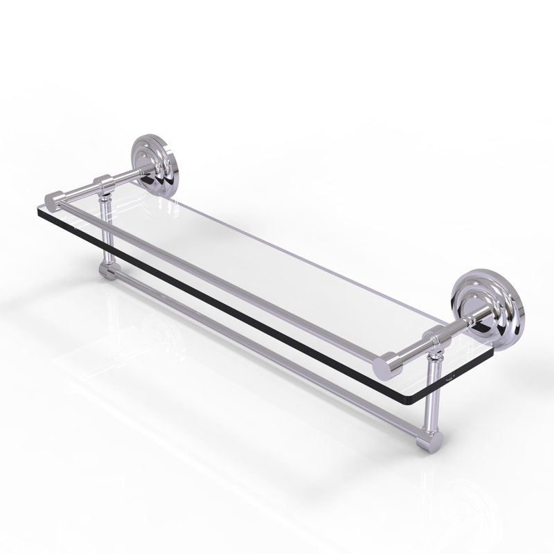 Leamore Bracket Shelf with Towel Bar, Polished Chrome