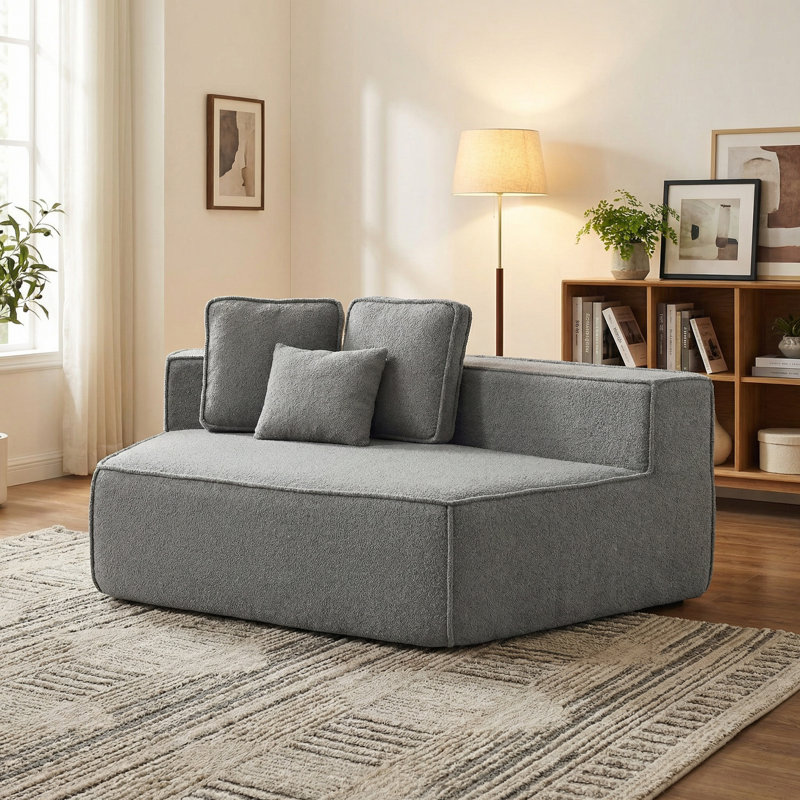 Canapé modulaire simple à compression 1 pièce de 75 po de largeur, fauteuil d'intérieur, capacité de 500 lb - molleton pelucheux, aucun assemblage requis