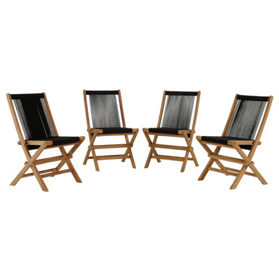 Ensemble de 4 chaises pliantes en teck et corde Vienna Vienna