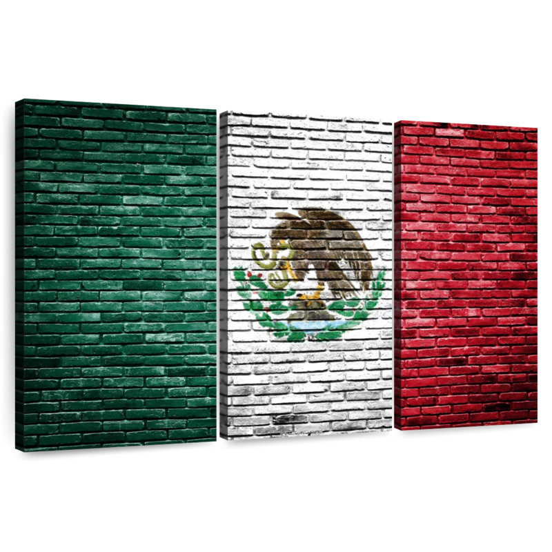 Borges Bricked Mexican Flag, 42" H x 65" W