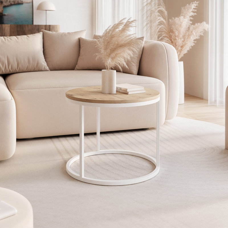 Coffee Table with Storage, White, Artisan Oak, 42 cm H x 50 cm L x 50 cm W