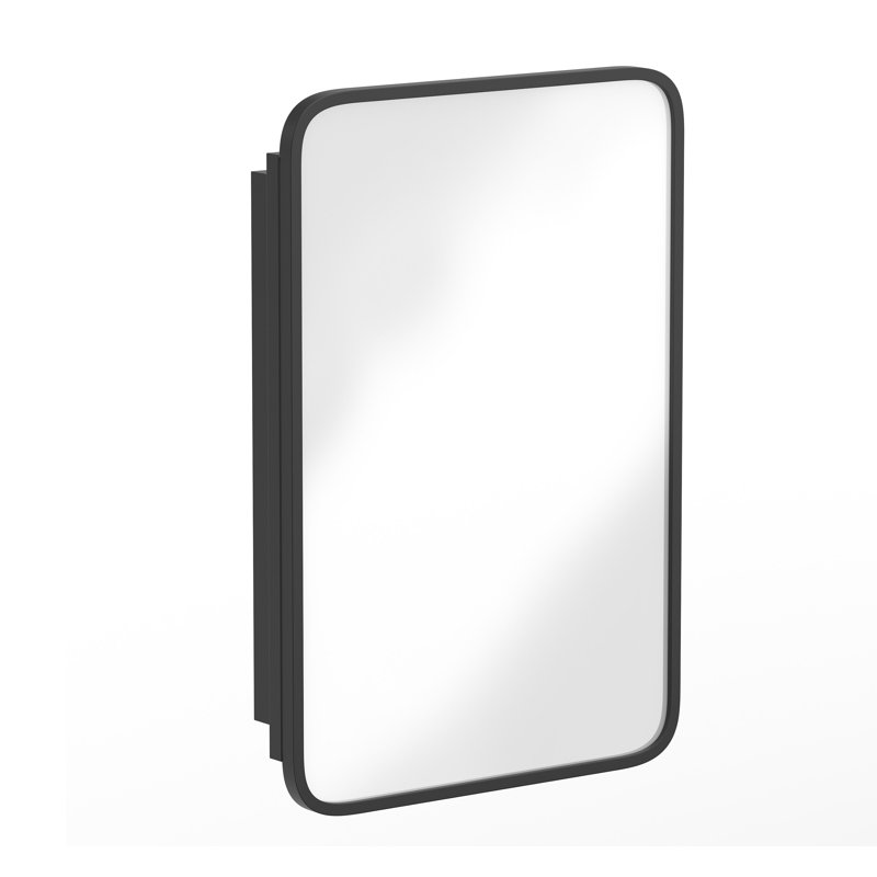 Armoire à pharmacie encastrée avec miroir biseauté, Noir satiné, H 24 po x l 16 po x P 4 po