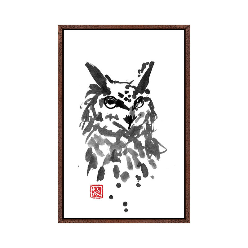 Owl by Péchane - Print on Canvas, Classic Brown Wood Framed, 101.6 cm H x 66.04 cm W