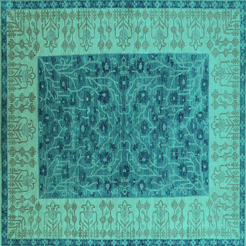 Tapis bleu / bleu sarcelle, Carré 6 pi