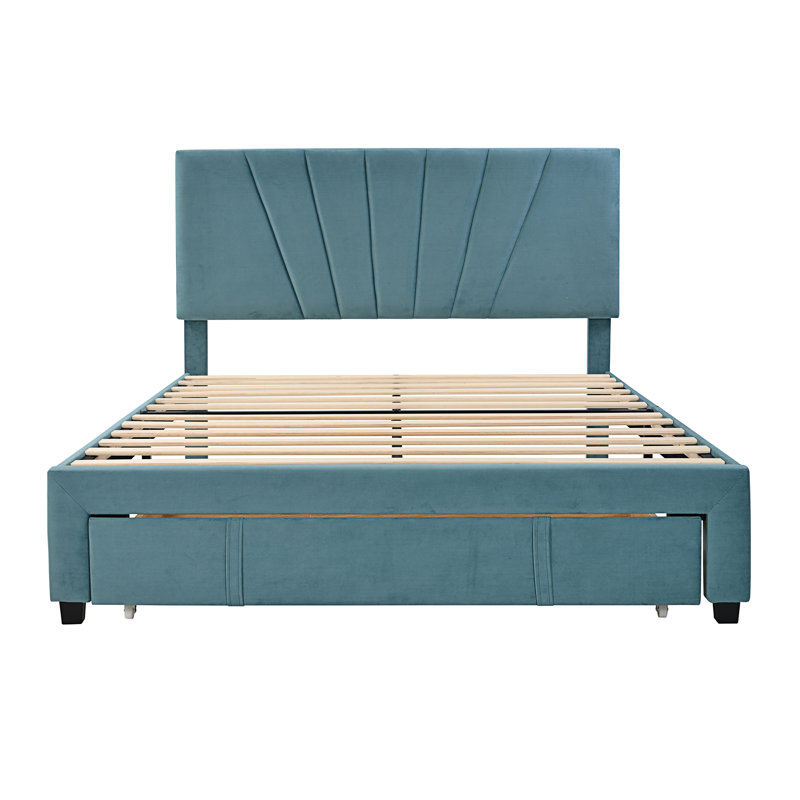 Crisfield Queen Storage Platform Bed, Blue