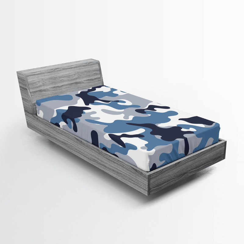 Drap-housse Ambesonne, paquet de 2, Drap-housse simple TG, Bleu ardoise / indigo / camouflage gris