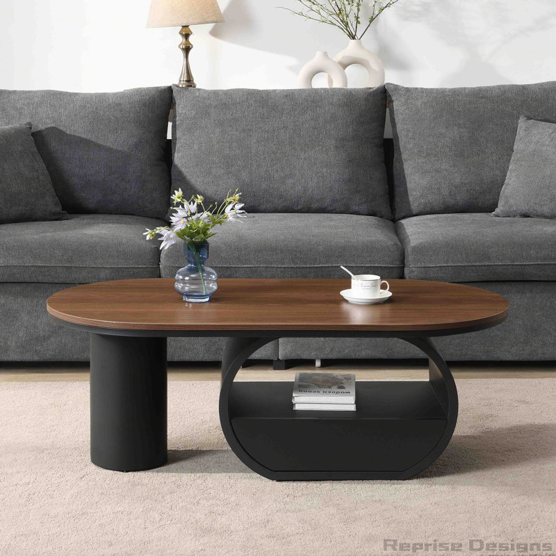 Table basse ovale 47,24 po, Brun / Noir