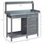 Poste de travail extérieur pour table de jardin avec étagère de rangement ouverte et plateau de table en acier gris | Idée de cadeau