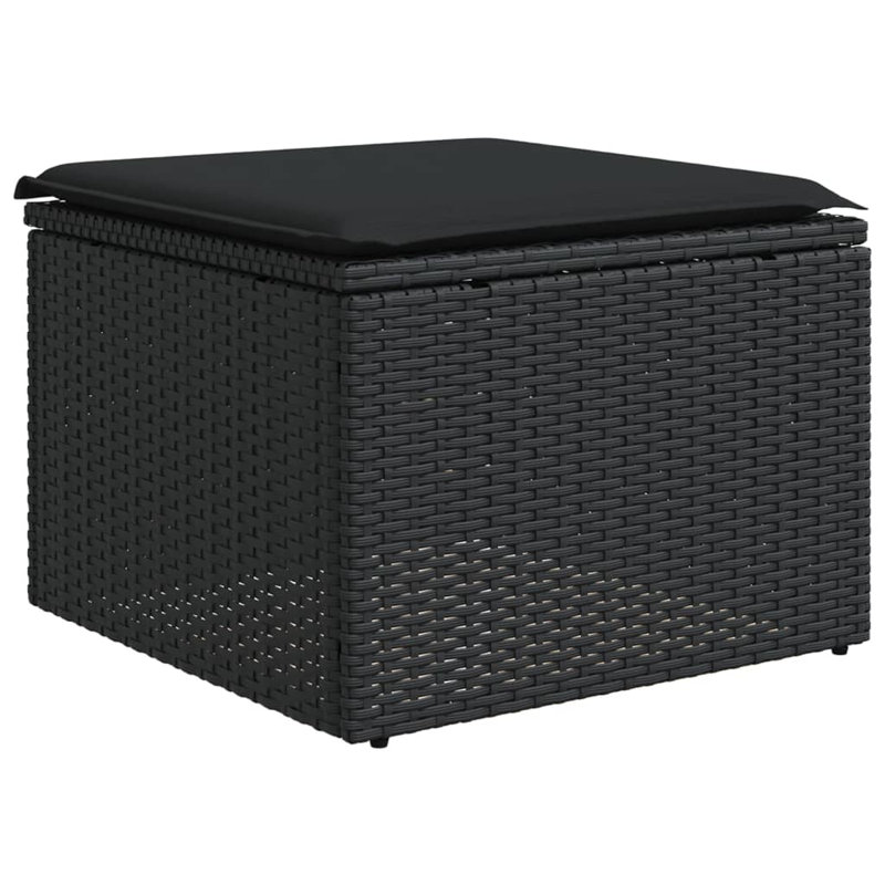 Tabouret de jardin PE rotin matériaux moyens résistants aux UV, Noir, Noir 