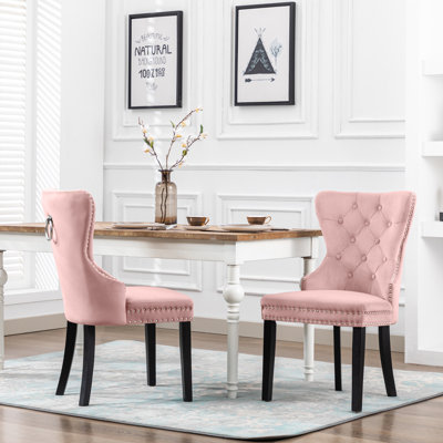 Chaise parsons rembourrée en velours Kirsten