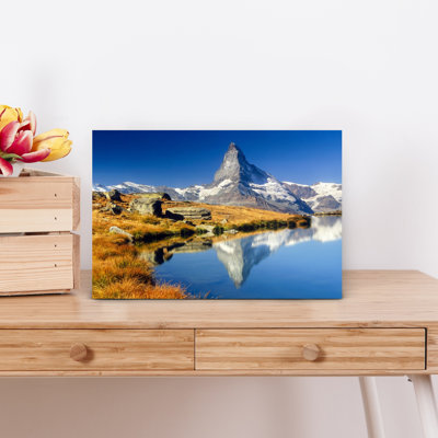 View Of Lake With Mountain Reflected In Water, Matterhorn, Zermatt, Switzerland Abstract Contemporary Landscape Nature Wall Art