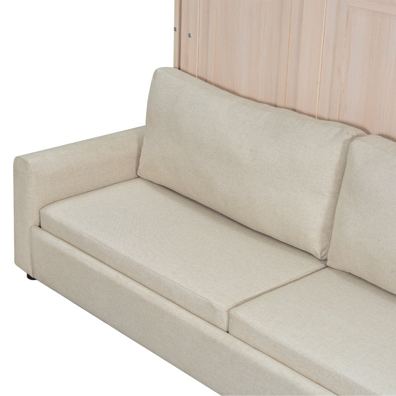 Beige Led - Grand lit équipé avec, confortable pour se détendre dans des espaces compacts, revêtement en lin et à DEL, sièges pour un, construction en bois de pin