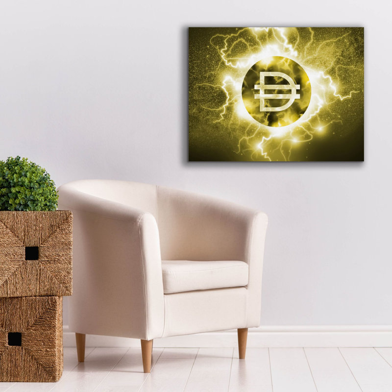 «Crypto Eclipse Dai» par Epic Portfolio, art mural sur toile, H 26 po x l 34 po x P 1,5 po