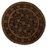 Hand-Knotted High-Quality Black and Brown Round Area Rug