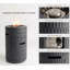 Colonne de foyer au propane cylindrique 26 po avec réservoir de rangement dissimulé, foyer au gaz en béton léger de 40 000 BTU pour petit patio et balcon, gris foncé-1196627928