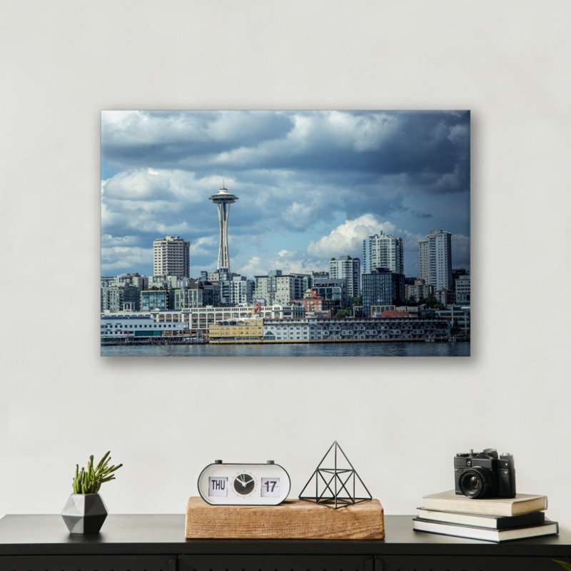 Art mural, impression de l'aiguille de l'espace - affiche de Seattle, horizon, paysage urbain, œuvre d'art, Washington State