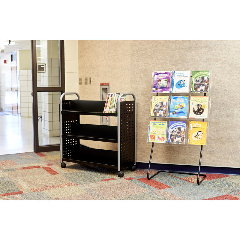 Safco Black Double-Sided Steel Book Cart with 6 Shelves