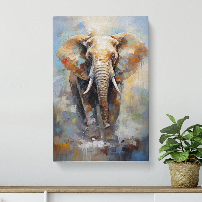Elephant Impressionism No.2 - No Frame Print, 76cm H x 50cm W x 3cm D