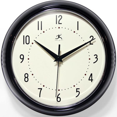Infinity Instruments LTD. Retro 9 Inch Silent Sweep Non-Ticking Mid Century Modern Kitchen Diner Wall Clock Quartz Movement Retro Wall Clock Decorative
