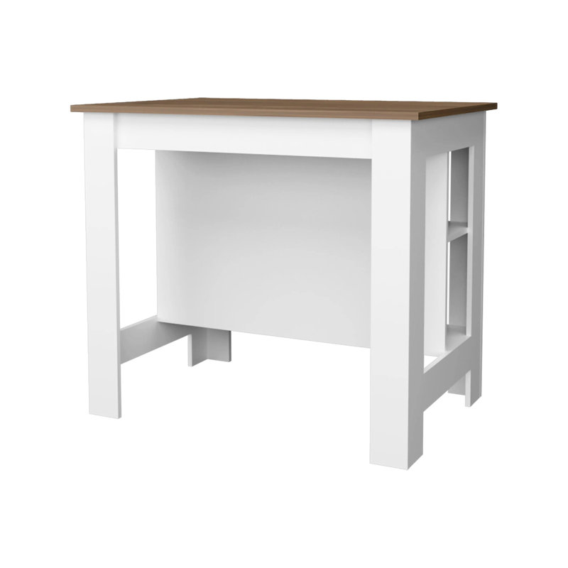 Îlot de cuisine blanc avec espace de rangement efficace - 3 tablettes ouvertes pour le rangement