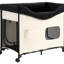 Lit superposé pliable surélevé beige pour chien avec lit 600d en velours hollandais