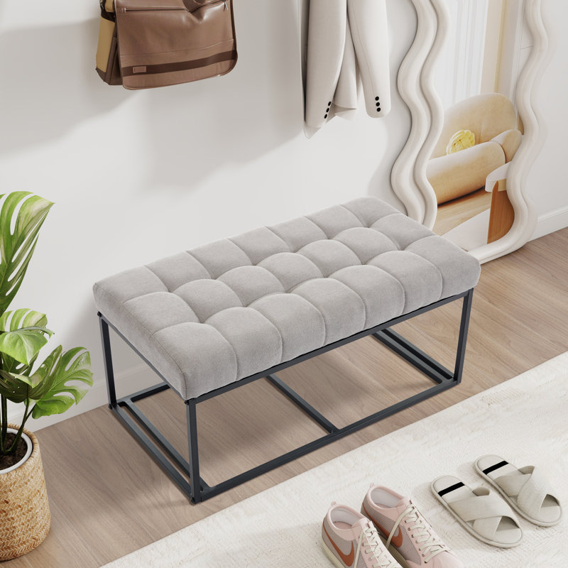 Banc de rangement multi-usages avec repose-pieds, Gris