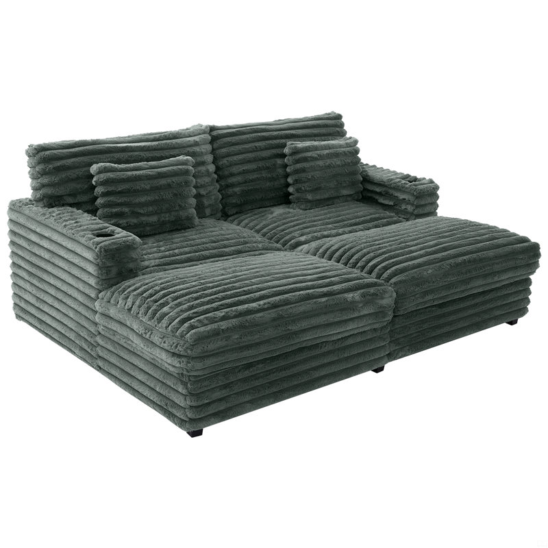 Très grand canapé-lit double 83,5 po Cloud Couch Plush Rembourré, Vert