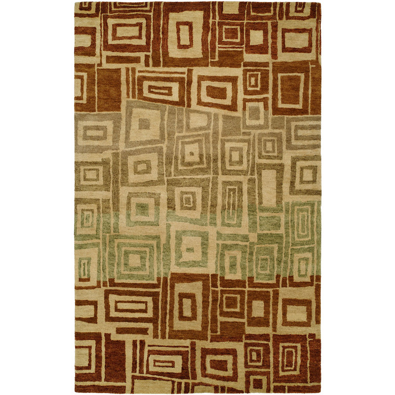 Hand Tufted Wool Geometric Area Rug, Runner 5' x 8'