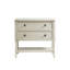 Commode décorative 2 tiroirs avec pieds en bois massif et revêtement blanc antique élégant 2 couleurs pour la maison