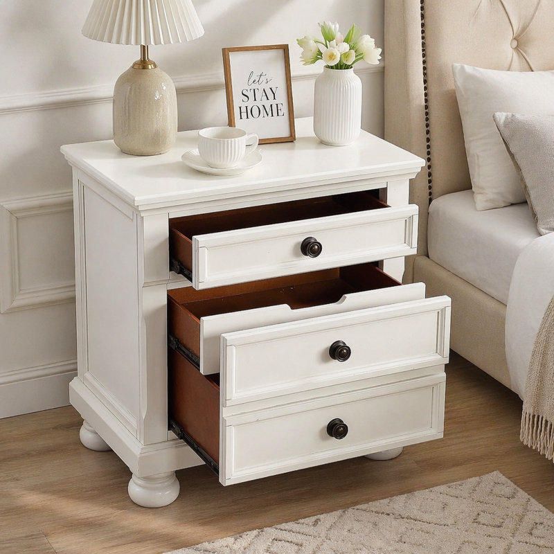 Table de bout Table de chevet moderne Table de chevet Table de chevet, 29.56" H x 18.06" W x 28.56" D, White, White, White