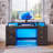 63''W Computer Desk With 3-Color Sensor Light & Power Outlets, Sturdy Table with Monitor Stand & File Drawer-483290564