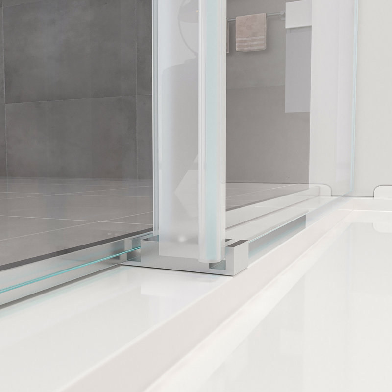 Frameless Double Sliding Shower Door 68"-72" W x 76" H , Shower Glass Door with 5/16" (8mm) Clear SGCC Tempered Glass, Explosion-Proof Film, Stainless Steel Hardware--Brushed Nickel