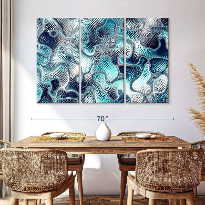 Fissures bleu sarcelle abstraites Avery, H 42 po x l 65 po
