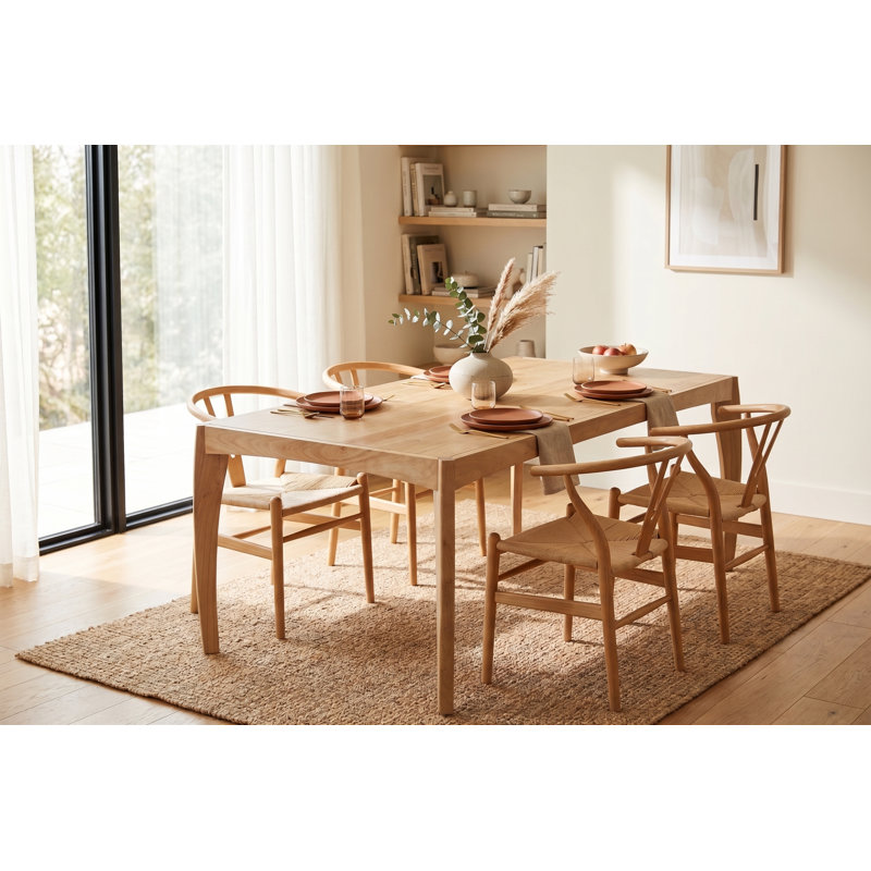 Leoni 78" Solid Wood Dining Table Natural Oak, Natural Oak