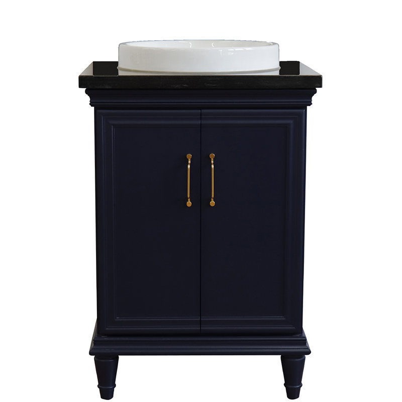 Ensemble de meuble-lavabo simple 25 po Hunstant, Bleu, Granite noir Galaxy