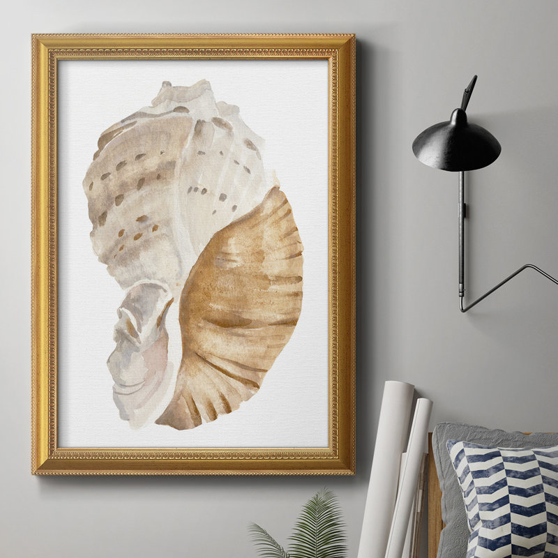 Seashell I - Peinture sur toile encadrée, L 16 po x H 20 po