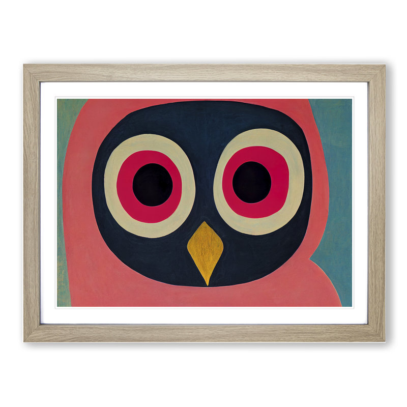 Bold Abstract Owl Vol.2 - Single Picture Frame Print, 34cm H x 46cm W x 2cm D, Oak Framed