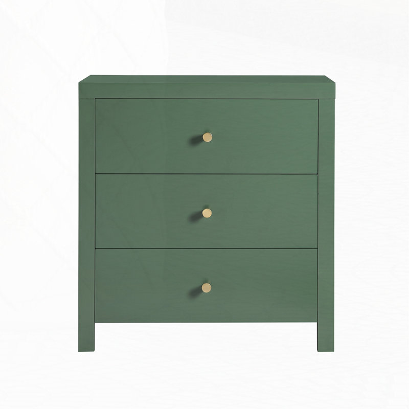 Table de chevet 3 tiroirs, Vert antique