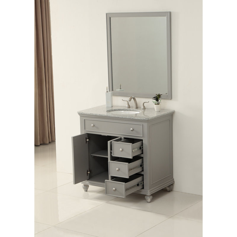 Otto 36'' Single Bathroom Vanity with Top, Antique White, Light Gray