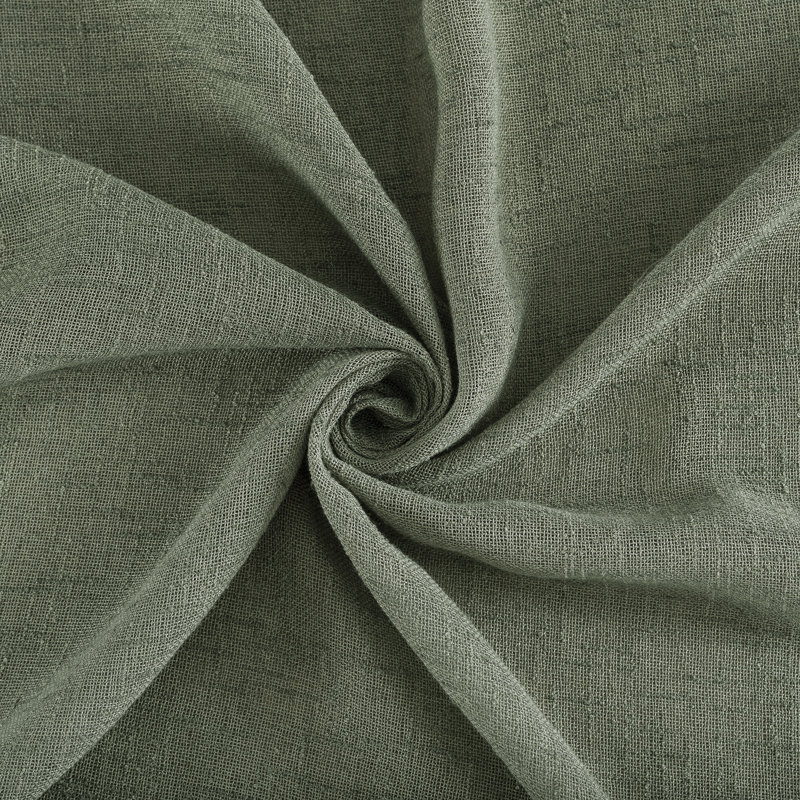 Holtz Linen Burlap Weave Linen Blend Sheer Tab Top Curtain Panel, 50" W x 96" L, Moss Green