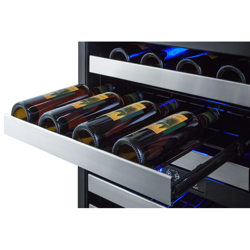Summit Appliance Dual Zone 23.5 " Built-In 46 Bottle Wine Refrigerator, Black