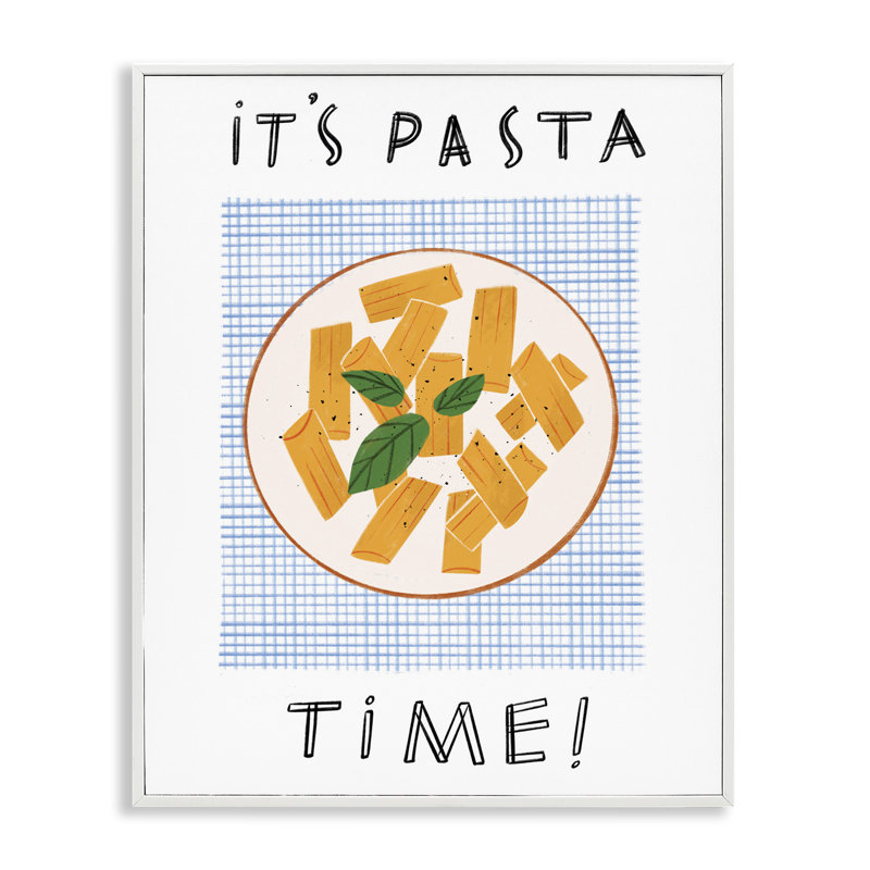  Pasta Time Phrase Giclee Art by Marina Astudillo, H 20 po x l 16 po, Estampe numérique encadrée blanc bord de mer