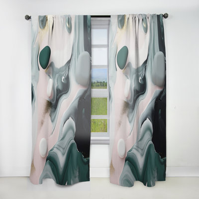 Gavrila - Green And White Contemplative Abstraction I - Modern Curtain - Velvet Room Darkening - 1 panel