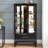 Lighted Curio Cabinet With Glass Doors And Adjustable Shelves 2 Door Wine Cabinet Display Curio Cabinet With LED Lights Light Black Finish And Drawer For Home Decor And Storage