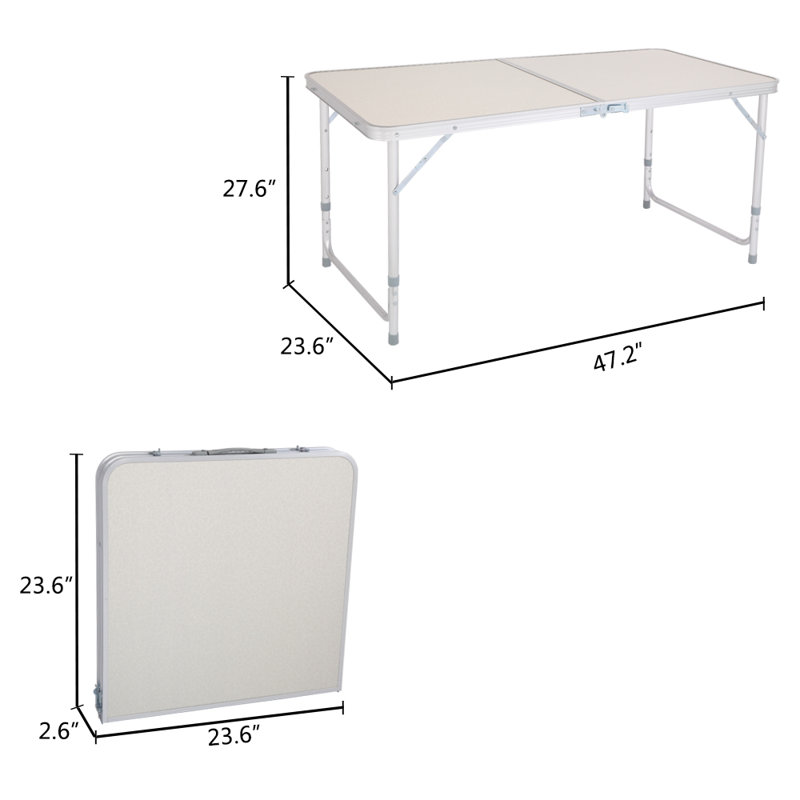 119.9cm Solid Wood Rectangular Adjustable Folding Table